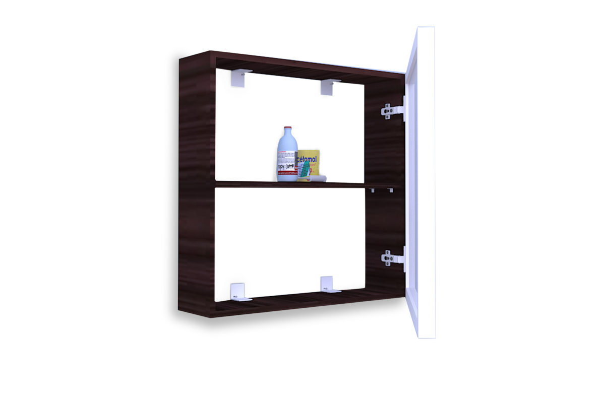 Medicine cabinet that is minimalist in a white background